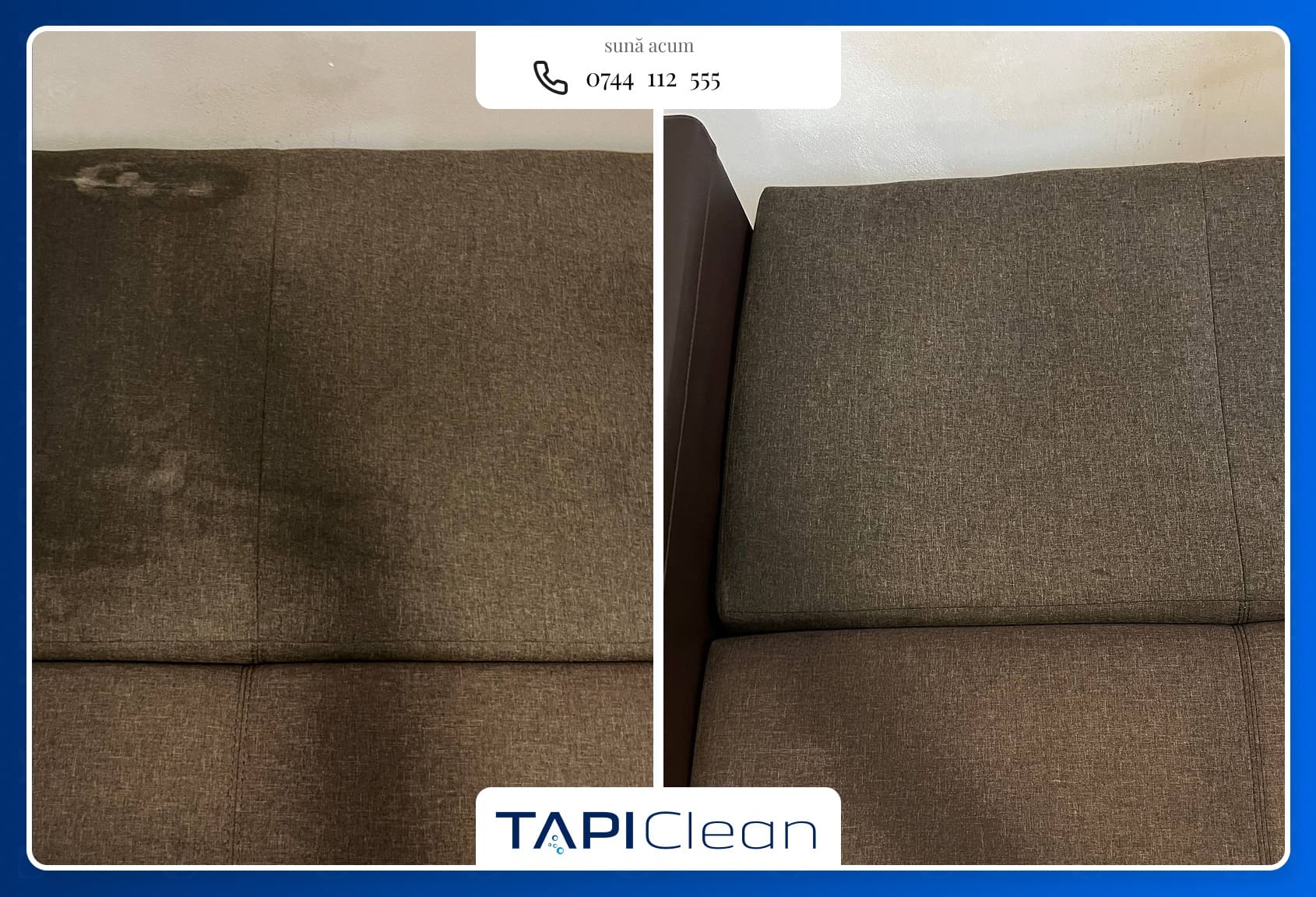 Before/After curățare canapea